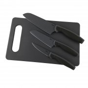 Oster Slice Craft 4 Piece Cutlery Knife Set with Cutting Board in Black