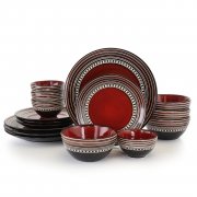 Gibson Elite Caf&eacute; Versailles 16 Piece Double Bowl Dinnerware Set - Red