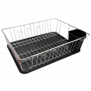 Megachef 16 Inch Chrome Plated and Plastic Counter Top Drying Dish Rack in Black