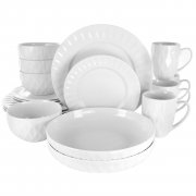 Elama Sienna 18 Piece Porcelain Dinnerware Set in White