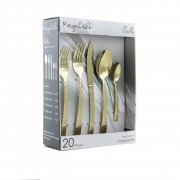 MegaChef Baily 20 Piece Flatware Utensil Set, Stainless Steel Silverware Metal Service for 4 in Light Gold